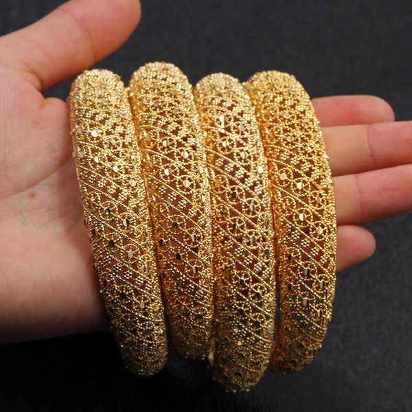 

1-4 pieces ) trendy nation dubai gold bangle jewelry for women girls 24k gold color ethiopian wedding bangles bracelet jewelry, Black