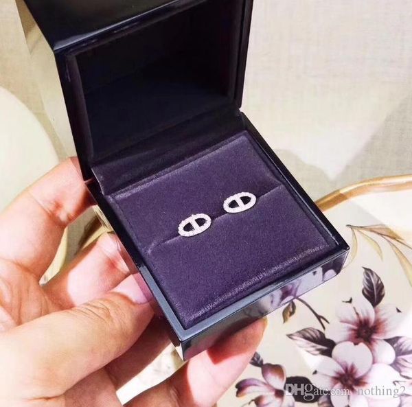 

farandol jewelry stud earrings 925 sterling silver pig nose stud earrings exquisite small stud earrings women jewelry, Golden;silver