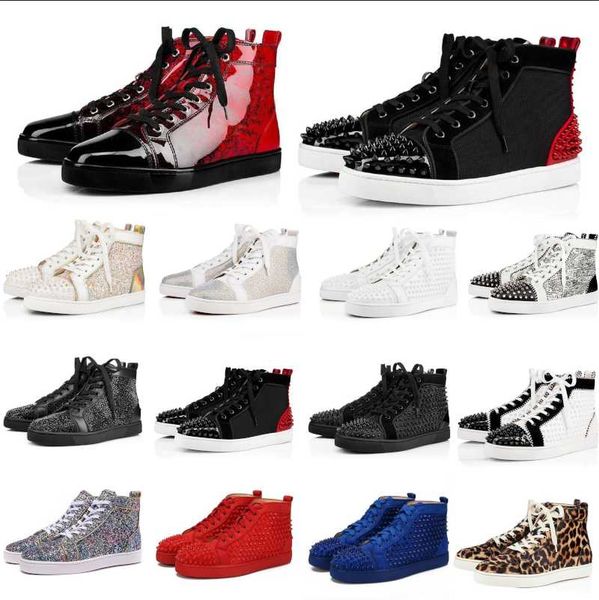 

new mens red bottom sports shoes rivet ears fashion leather womens flat bottom casual shoes for party lovers 36-45 with box