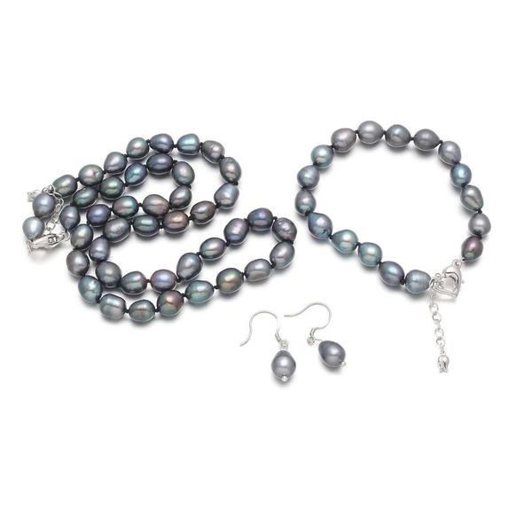 

new natural fashion cute decoration elegant beautiful accessories women pearl bead bracelet necklace set, Silver