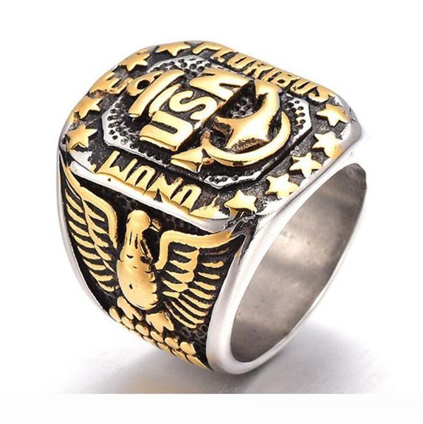 

2019 new us navy men finger rings the alloy eagle anchor band rings male jewelry rings accessories, Silver
