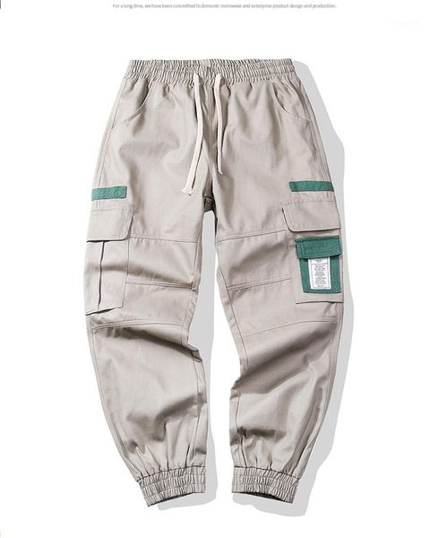 

pants pockets cool loose solid color pencil mens fashion streetwear hip hop mens designer pants cargo, Black