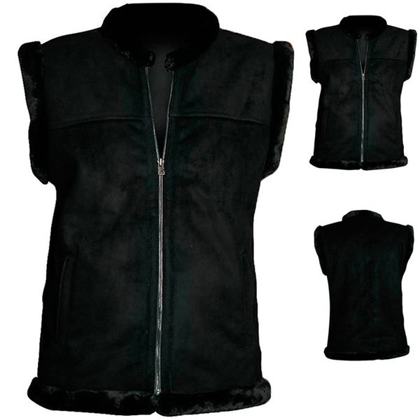 

mens autumn crew neck vest black zipper skateboard solid warm vest homme slim fit clothes, Black;white