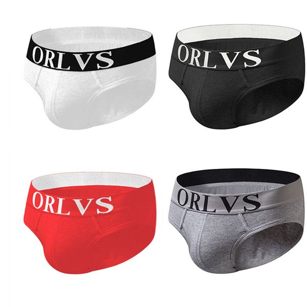 

orlvs underwear solid color brand mens underpants and fashionable cotton panties male briefs breathable briefs men cueca underwears, Black;white