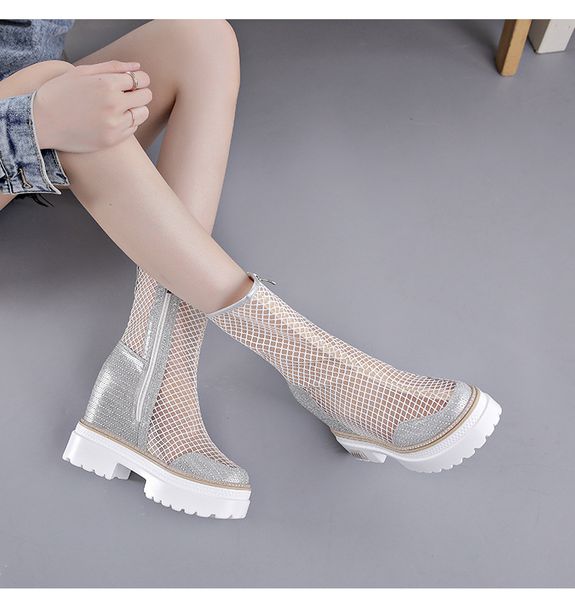 

boots women mesh boots air mesh summer lady breathable shoes, Black