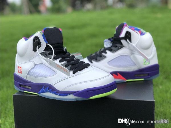 

new air authentic 5 alternate bel-air basketball shoes 5s white retro sneakers court purple-racer pink-ghost green men sports shoes