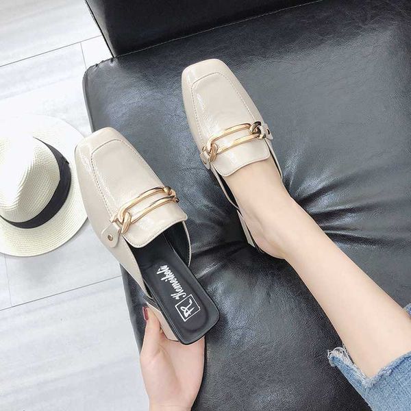 

dress shoes the summer of 2021 web celebrity ins wet cool slippers women wear baotou half dragged outside lazy muller joker, Black