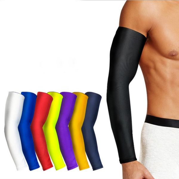 

sports elastic arm sleeve men's sun uv protection compression bicycle male oversleeve breathable arm warmer cover gym muscle, Black;gray