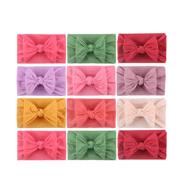 

12 pcs lovely baby headbands turban flower newborn baby headbands elastic kids toddler hair band hair accessories gifts, Slivery;white