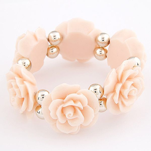 

lemoer elegant beautiful big large rose flower stretch elastic bracelet bangle for women lady party dress fashion jewelry 6color, Red;blue