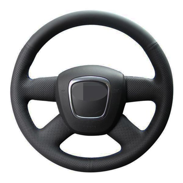 

car steering wheel cover diy black hand-stitched artificial leather for audi a6 (c6) a3 (8p) sportback a4 (b8) a4 (b7)