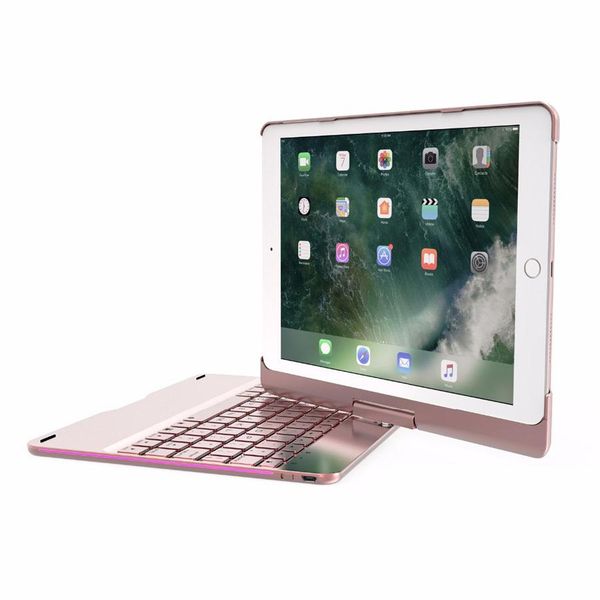 

cgjxsfor ipad pro 9 .7 wireless bluetooth keyboard cover case with backlight 360 rotation 7 color backlit cases for ipad air 2