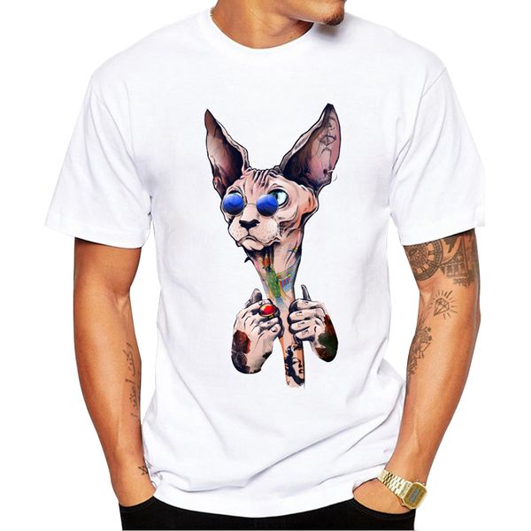 

2018 short sleeve men t shirt new fashion cat rules printed t-shirt o-neck cool tee shirts