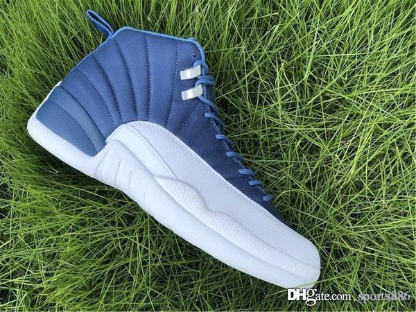

air authentic 12 indigo stone blue basketball shoes retro men legend blue obsidian 12s real carbon fiber sports sneakers with box