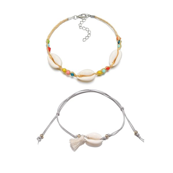 

charm bracelets sea shell bracelet anklet women's & tassel pendant for women girl gray rope adjustable anklets, Golden;silver