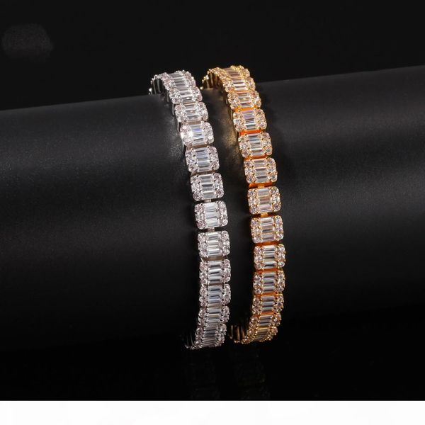 

18k gold silver black gold cz iced out zircon tennis bracelet for hip hop women men single row rhinestone jewelry gifts, Golden;silver