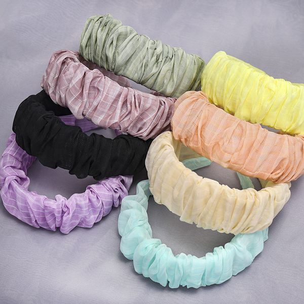 

sweet girls folds hairband candy color wide headbands for women korean ins headwear hair hoop fashion womens hair accessories