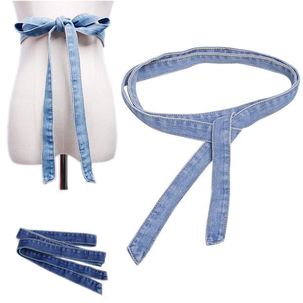 

cowboy bow knot waistband long denim belt personality women new fashion all-match women belt blue denim long wide 200cm, Black;brown