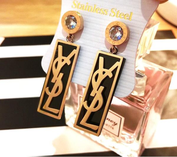 

korean popular jewelry dongdaemun new earrings titanium steel hypoallergenic not fade earrings earrings letters mixed batch female a63, Golden;silver
