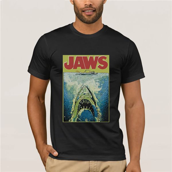 

men's t-shirt fashion summer jaws movie poster retro huge print custom print short sleeve t-shirt