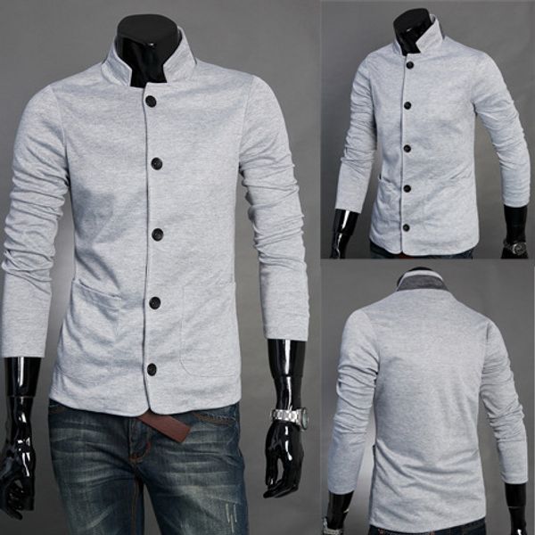 

chinese style 80s blazer long sleeves blazers slim fit mens jackets male stand collar button fashion dropshipping coat, White;black