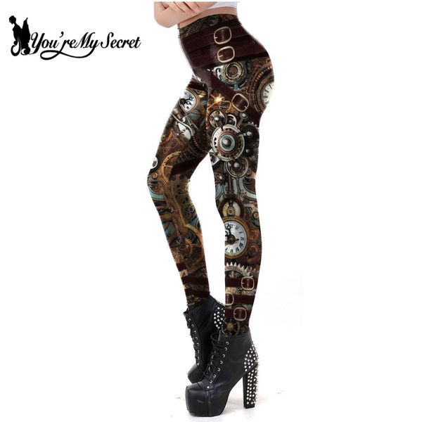 

ты моя тайна] урожай механических передач женщины леггинсы workout pants 3d печатный стимпанк тонких легинсы фитнес sexy legins, Black