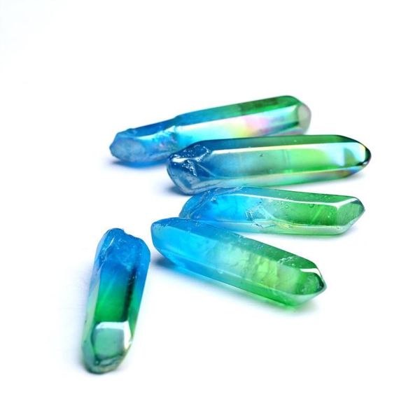 

10pcs points crystal quartz hjt sell cure stone blue&green wholesale chakra reiki new healing wands natural colorful dh_niceshop elpqb