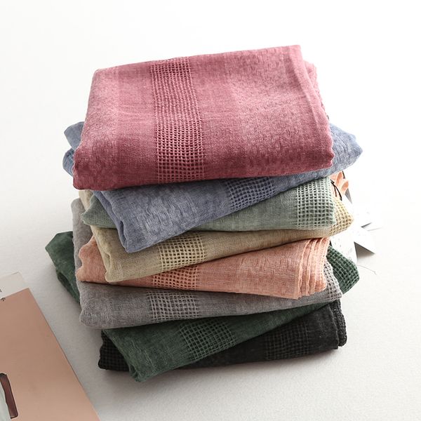 

2020 autumn winter thousands birds grid cotton linen scarves air conditioning travel warm decorative fashion scarf lady shawl, Blue;gray