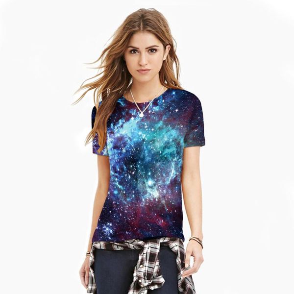 

blue space 3d sport tees womens short sleeve running jogging summer t shirts s to 2xl galaxy red digital, Black;blue