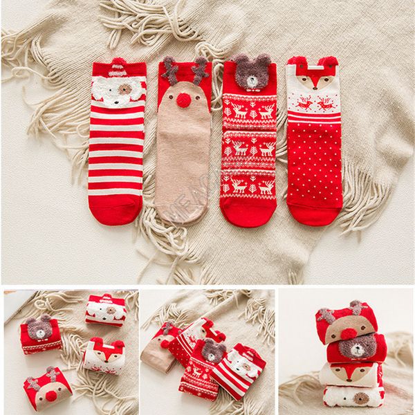 

women men christmas socks fashion cartoon bear cute stockings autumn winter thickened soft striped xmas socks cotton adults hosiery d92105, Black;white