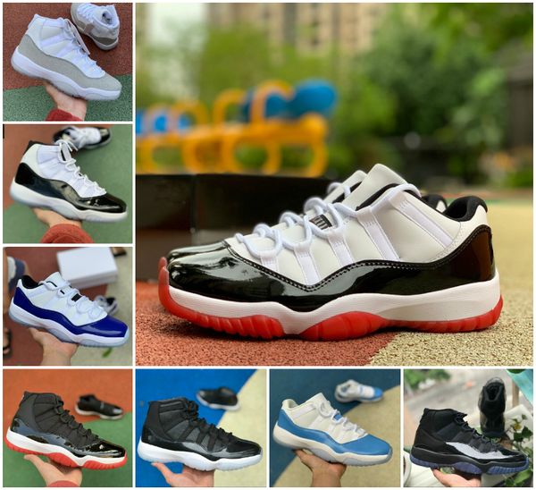

2020 concord bred 45 11s mens basketball shoes midnight navy low red light bone pink platinum tint space jam 11 unc bred designer sneakers, Black