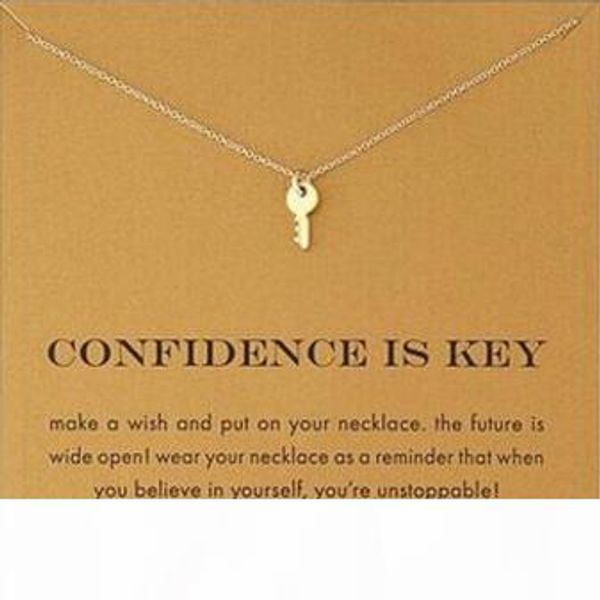 

with card silver and gold color cute dogeared necklace with key(confidence is key) key pendant necklaces inspirational necklace
