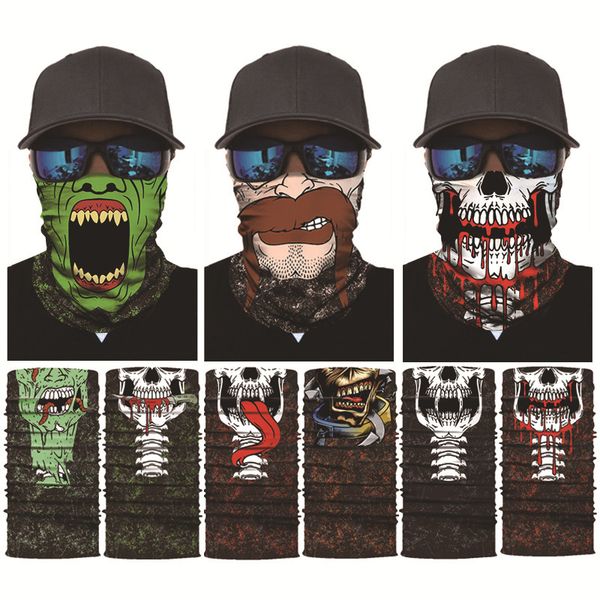 

3d seamless magic bandana joker clown ghost skull tube neckchief gaiter warmer face cover head scarf headband headwear halloween