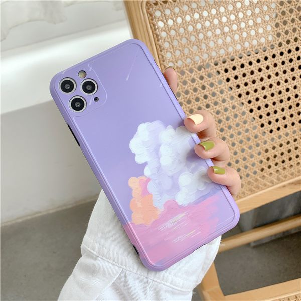 

painting purple clouds phone case for iphone 11 pro max x xr xs max 7 8 plus cases soft silicone cover fashion