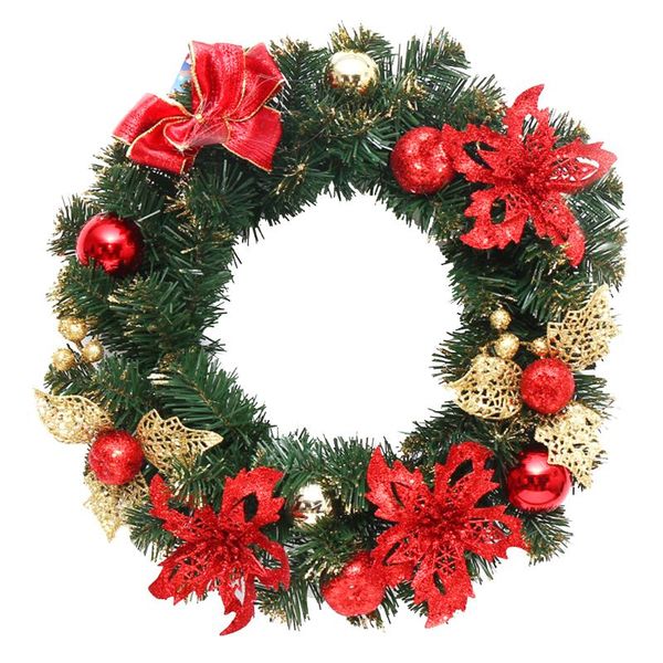 

40cm christmas hanging wreath garland glitter flower ball cone xmas ornaments window door christmas decoration for new year