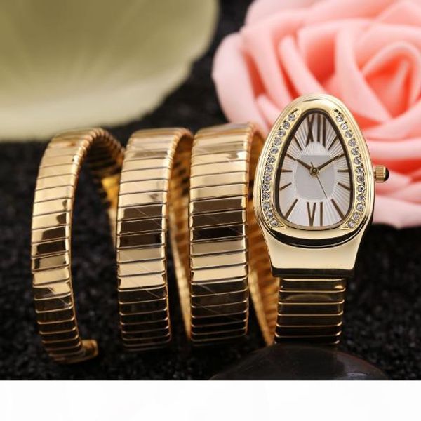 

2018 latest fashion diamond snake female steel watch quartz watch west tiecheng movement stainless steel watchband, Slivery;brown