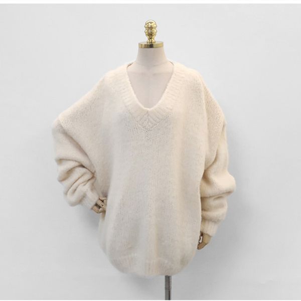

autumn winter basic knitted sweater women's new fashion high street v-neck female pullovers korean oversized jumpers, White;black