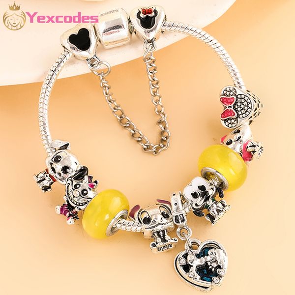 

charm women child bracelet silver plated snake bone chain charm beaded cartoon animeland fine brand bracelet gift, Golden;silver