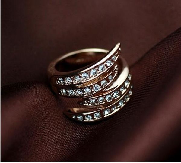 

italina r.a genuine austrian rings for women 18k rose gold plated with swarovski crystal stellux 18k #ra12107, Golden;silver