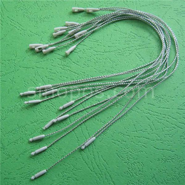

extra fine tag string with thin plug, plastic silver cord snap head loop lock jewelry clothes bag price hangtag seal pin, Black;white