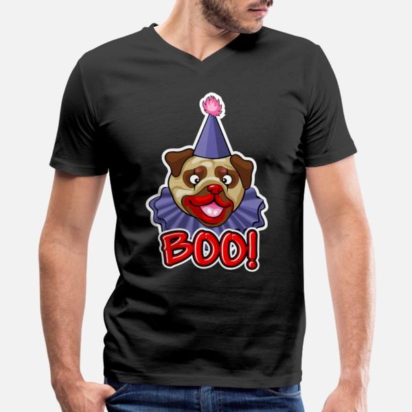 

клоун мопс хэллоуин шутник макияж cute brown мопс dark t shirt мужчины создать футболку вокруг шеи семья подарков юмор spring pictures рубаш