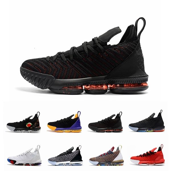 

xvi 16 rainbow 1 thru 5 cny lakers oreo fresh bred mens basketball shoes athletic trainers 16s sports designer sneakers size 12, Black