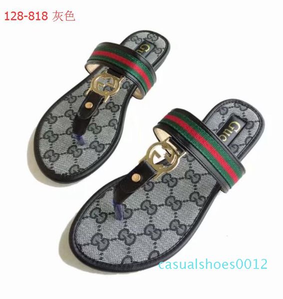 

2019 women sandals big size designer shoe luxury flip flops summer fashion wide flat slippery with sandals slipper flip flops c12, Black