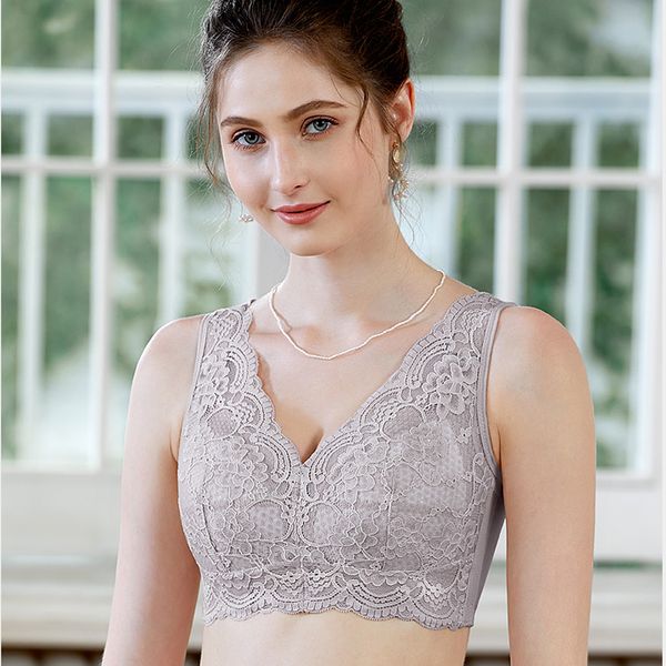 

bras women's full coverage lace wireless non padded cotton bra 34 36 38 40 42 44 b c d e f, Red;black