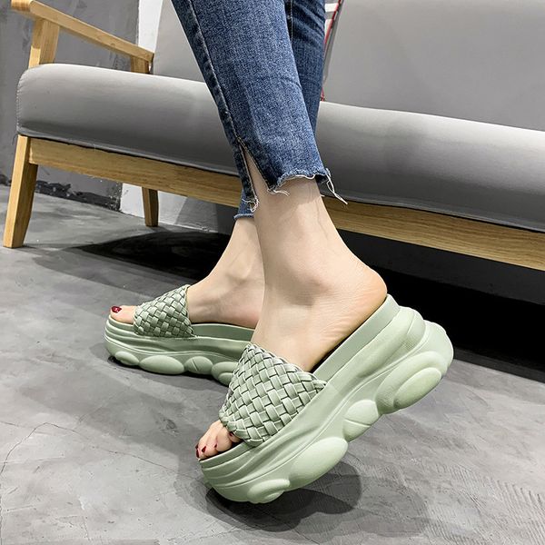 

2020 women sandals 8.5cm platform wedges women's shoes thick heel open peep toe sandals leather summer style slide black shoes
