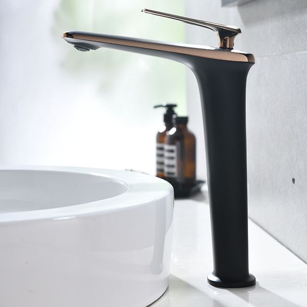 

all copper black high washbasin faucet
