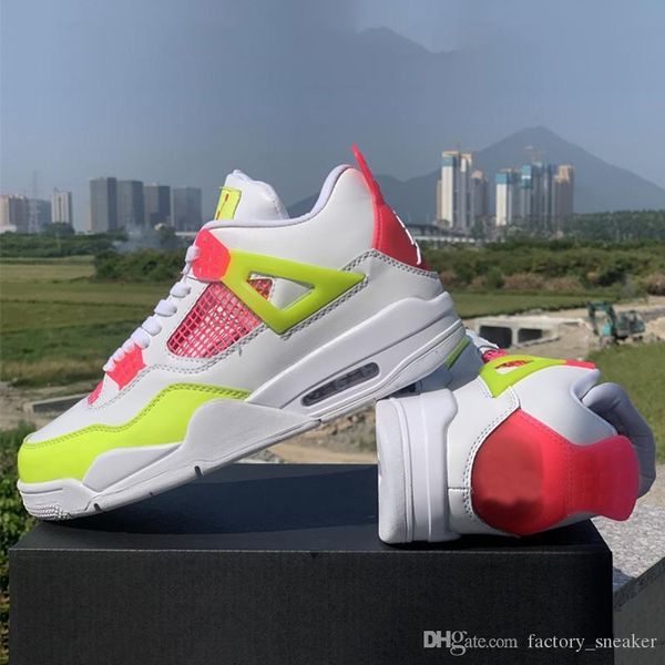 

gs lemon venom 4 4s jumpman basketball shoes iv curry men women pink white blast sports sneakers mens outdoor trainers 36-47, White;red