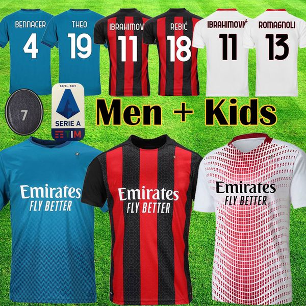 

20 21 милан футбола джерси 2020 2021 футбола рубашки дети нового милан paquetá bennacer ребич camiseta romagnoli ибрагимович комплекты обору, Black;yellow
