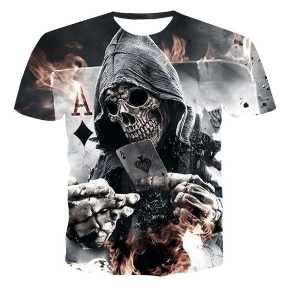 

new 3d skull poker street 3d print shirts horror aesthetic harajuku men clothing