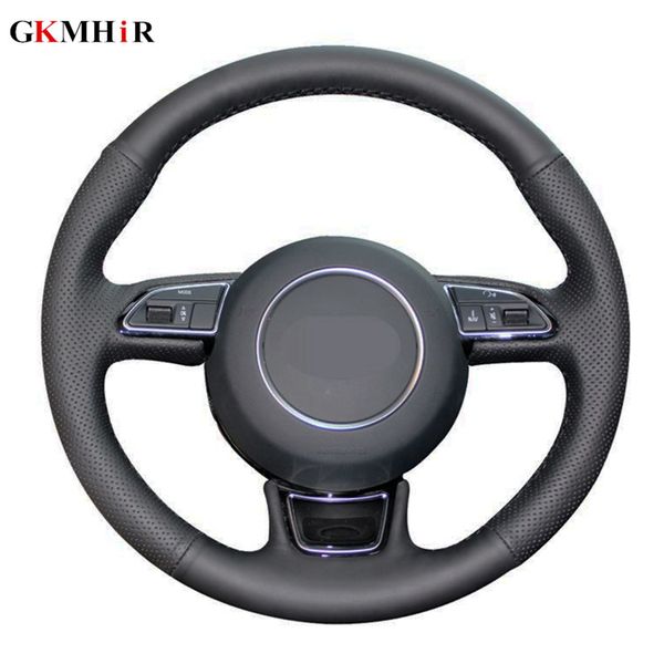 

diy black artificial leather car steering wheel cover for audi a3 8v sportback a4 b8 avant a5 8t a6 c7 a7 g8 a8 a1 8x